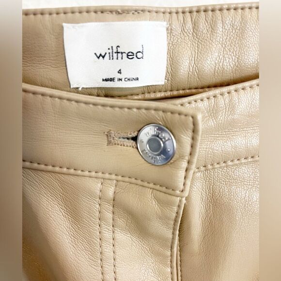 Aritzia Melina straight leg Pants Saville (Camel) Vegan faux Leather trousers 4 - Picture 8 of 9